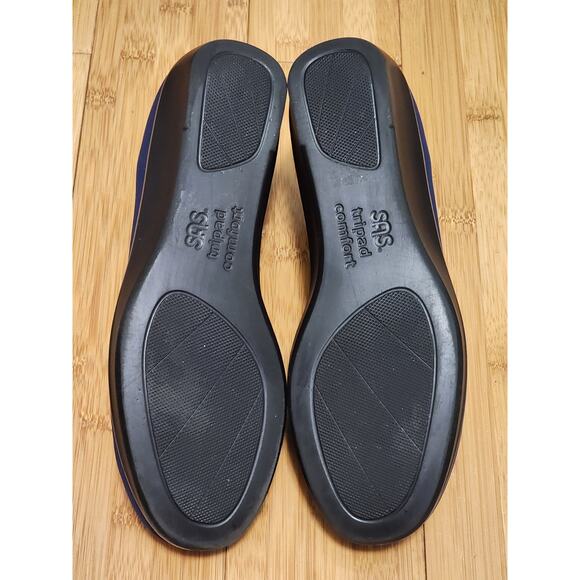 SAS Bliss Fabric Slip On Shoes Wedge Womens 6.5 Navy Stretch Comfort Casual Work - Picture 7 of 9
